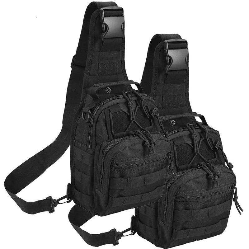 Novemkada Tactical Shoulder Bag,1000D Outdoor Military Molle Sling Backpack Sport Chest Pack Daypack Bags for Camping, Hiking, Trekking, Rover Sling (Black and Black) - Image 1